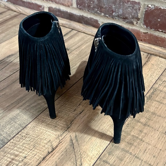 Sam Edelman Kandice Black Suede Fringe Ankle Booties - Picture 11 of 13